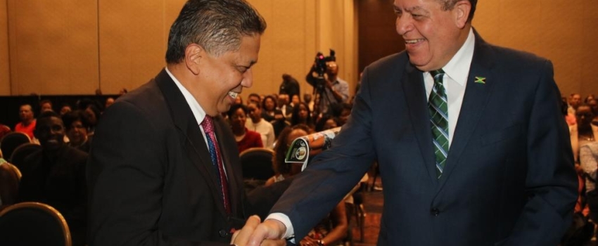 Hon Audley Shaw and David Wan
