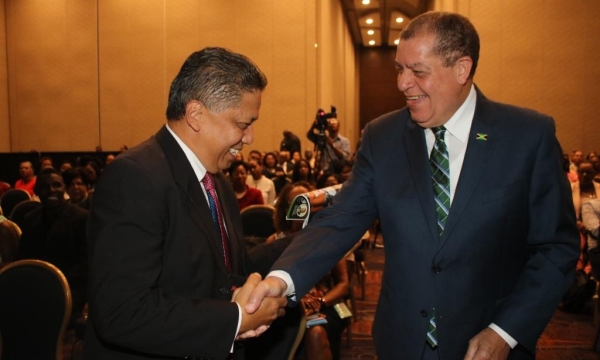 Hon Audley Shaw and David Wan